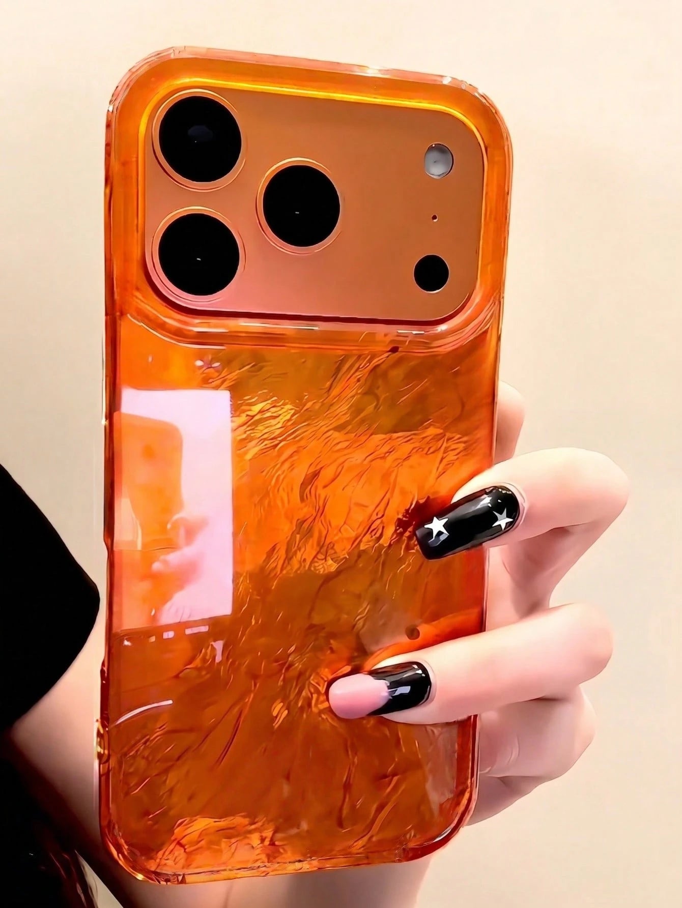 Amber Tortoiseshell Fashion Soft Silicone 1pc Amber Gradient Aesthetic Phone Case, Compatible With IPhone 16/15/14/13/12 Pro Max, Transparent Red Soft Silicone Back Cover Spring