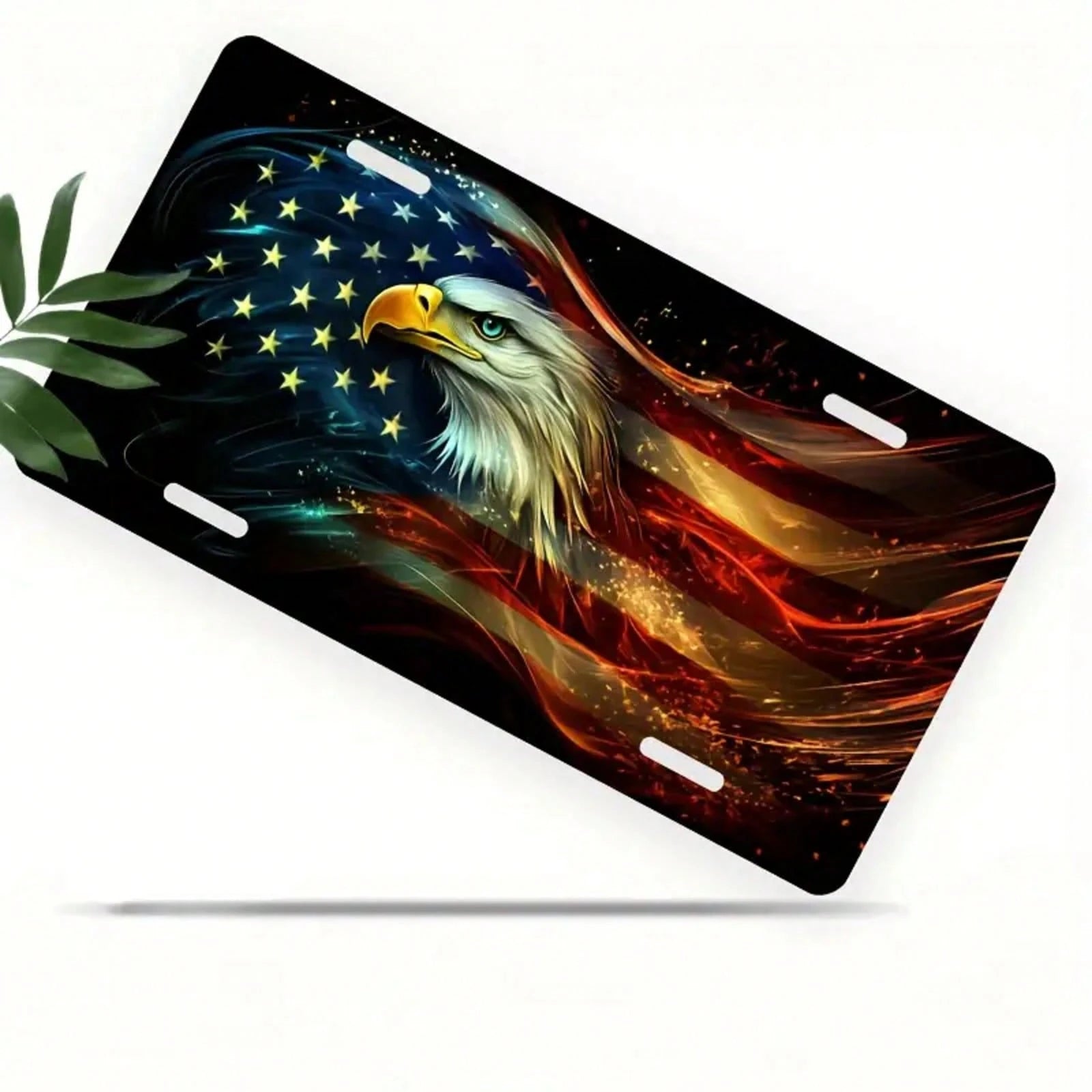 American Flag License Plate- Heavy Aluminum License Plate With Eagle Head And Tail Design, Red/White/Colorful, Standard 6x12inch- Suitable For Cars, Trucks, SUVs Creative License Plate- Comes With