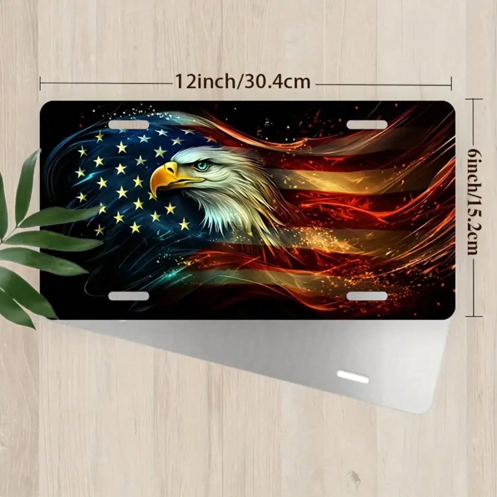 American Flag License Plate- Heavy Aluminum License Plate With Eagle Head And Tail Design, Red/White/Colorful, Standard 6x12inch- Suitable For Cars, Trucks, SUVs Creative License Plate- Comes With