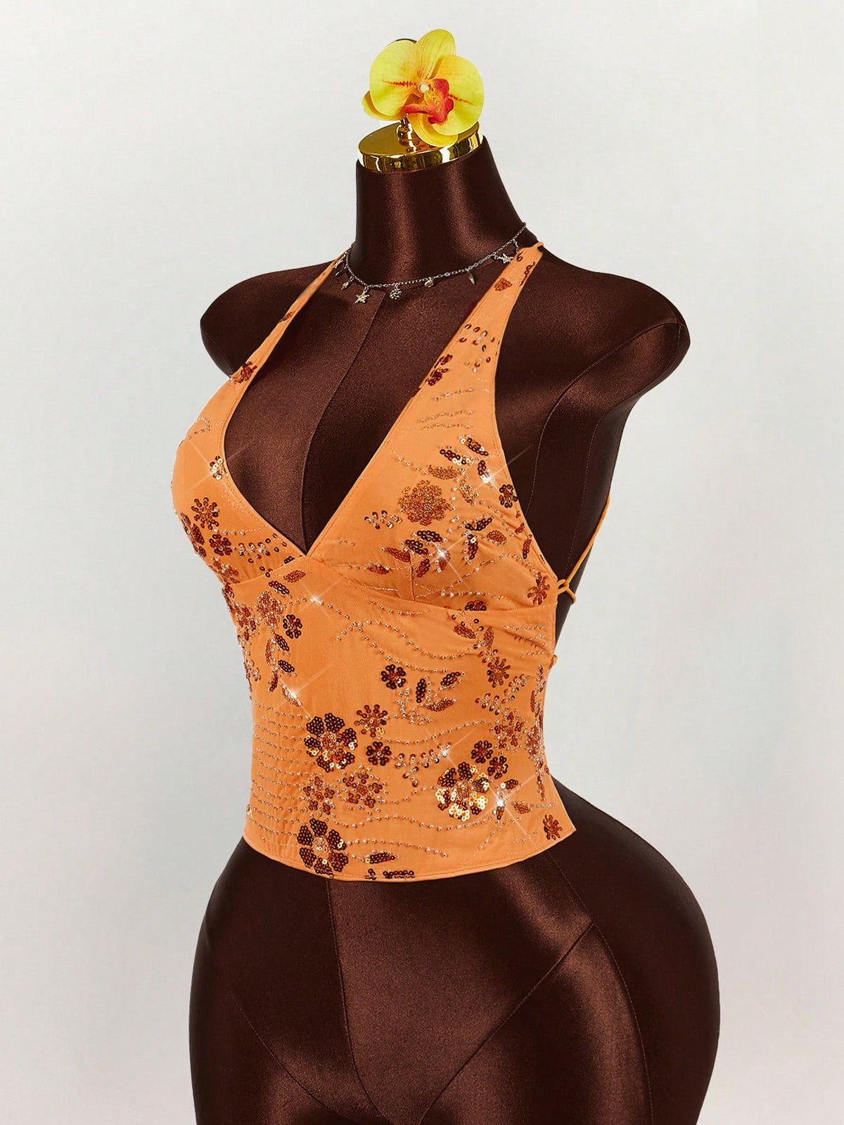 Amplova 2025 New Summer Vacation Wear, Women's Sleeveless Deep V-Neck With Embroidered Pearls, Back To School Party Casual & Sexy
