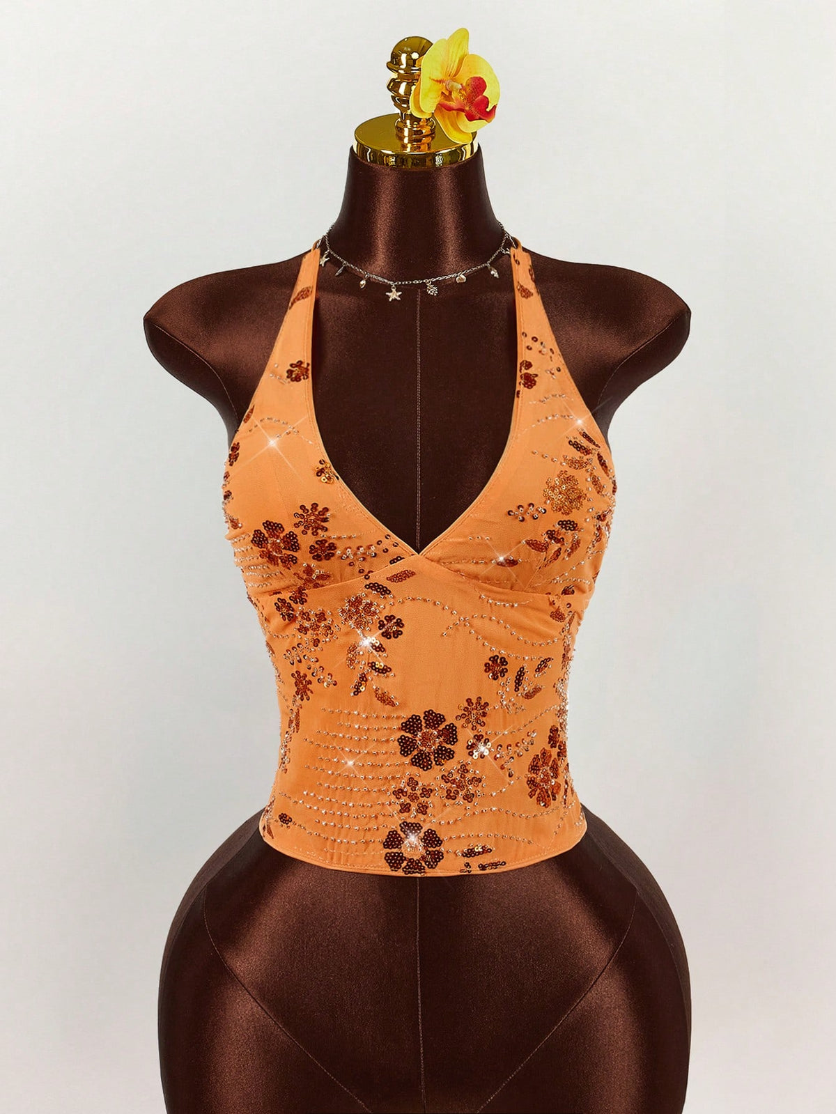 Amplova 2025 New Summer Vacation Wear, Women's Sleeveless Deep V-Neck With Embroidered Pearls, Back To School Party Casual & Sexy