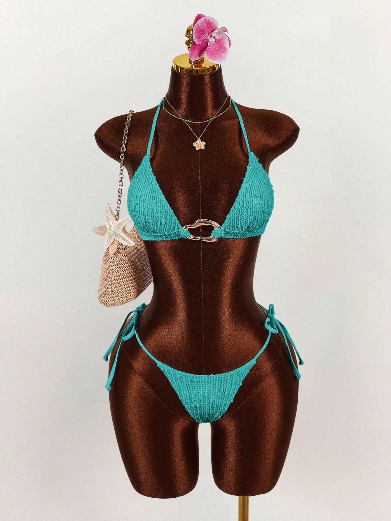 Amplova 3pcs Women's Sexy Halter Bikini Set - Top, Bottom, And Cover-Up Beach Vacation Outfits For Women