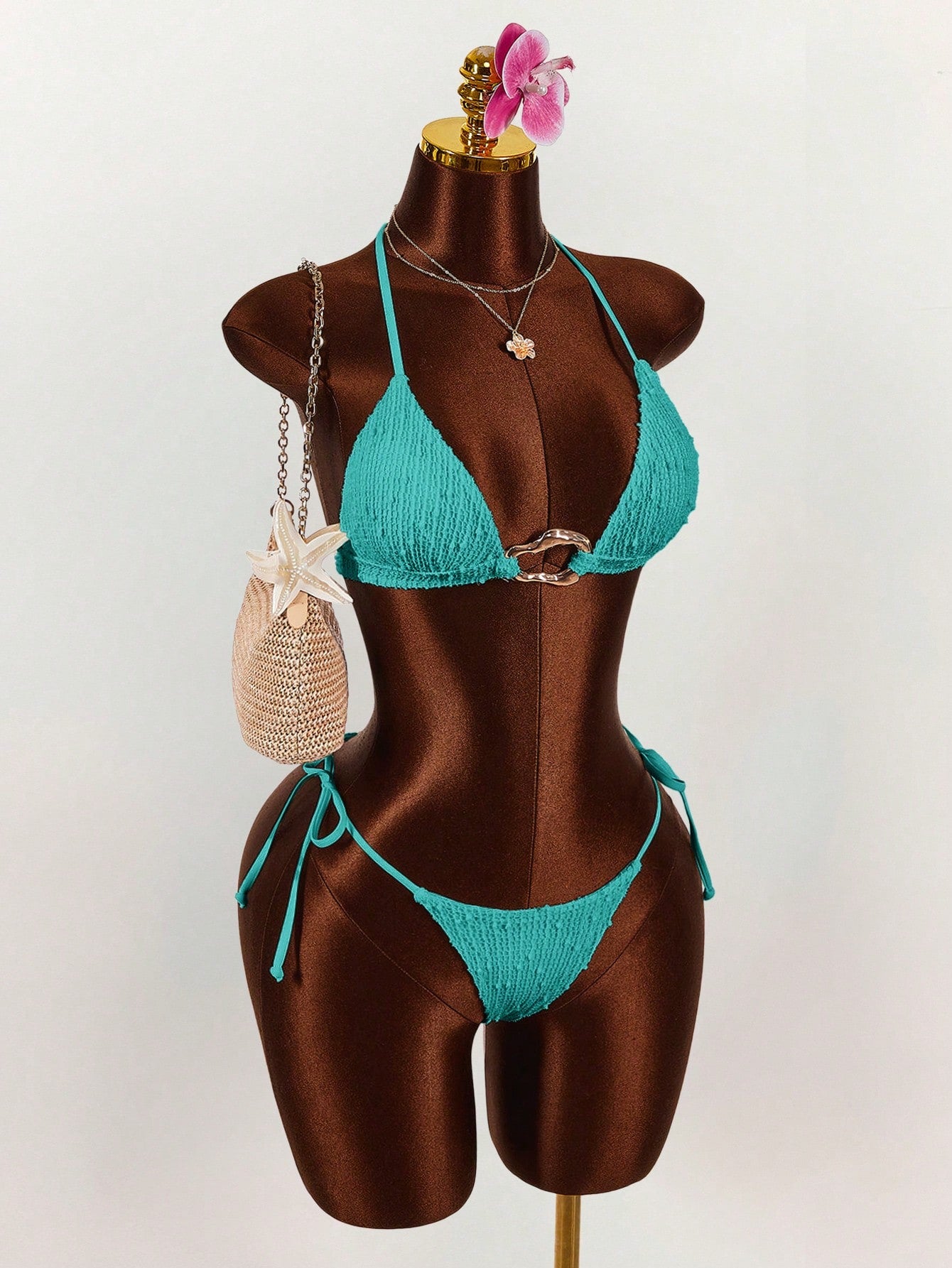 Amplova 3pcs Women's Sexy Halter Bikini Set - Top, Bottom, And Cover-Up Beach Vacation Outfits For Women