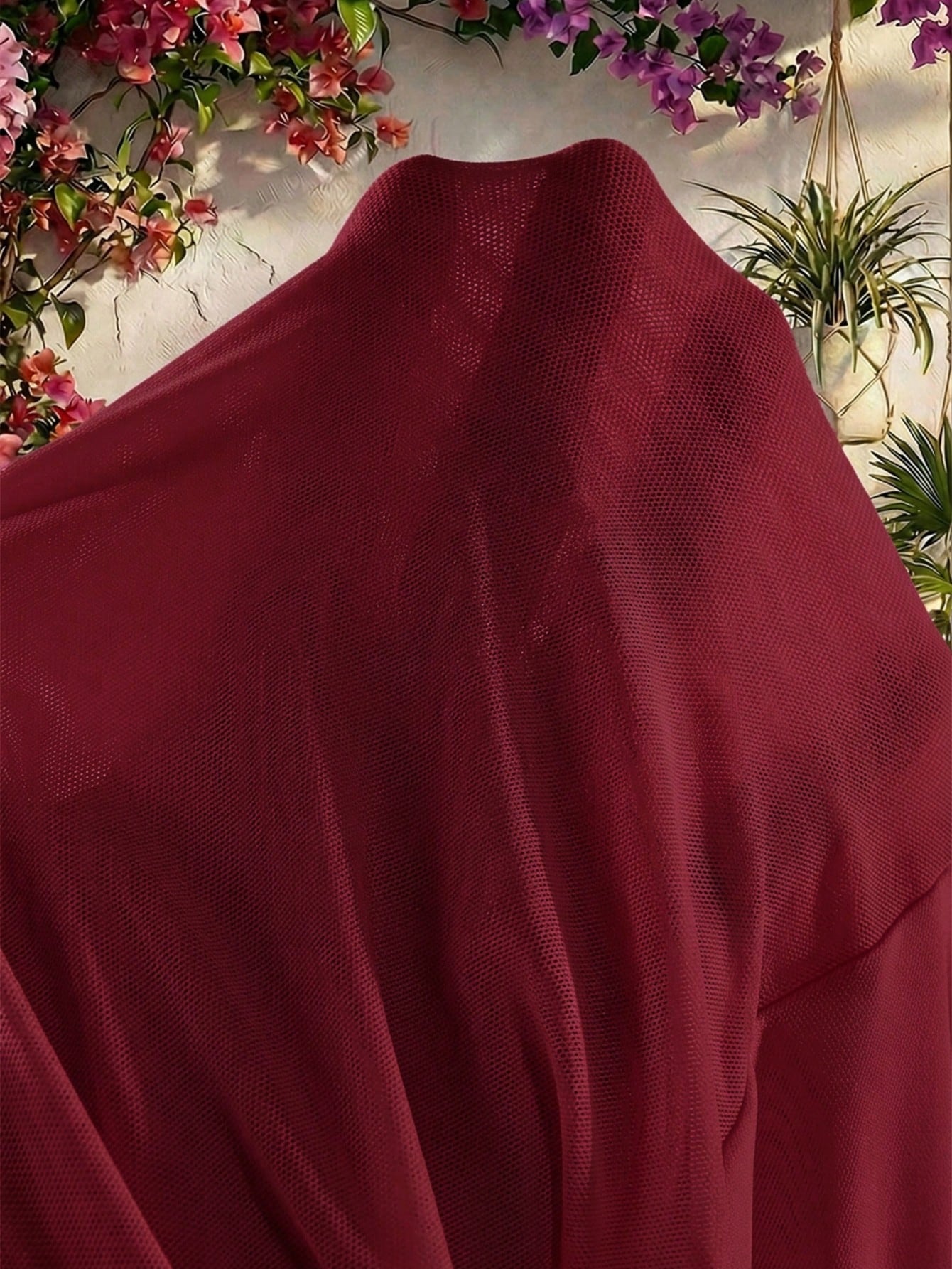 Amplova Romantic Sexy Vacation Burgundy Low Neck Draped Collar Bell Sleeve Bodycon Mini Dress Vacation Autumn Club Party Night Out
