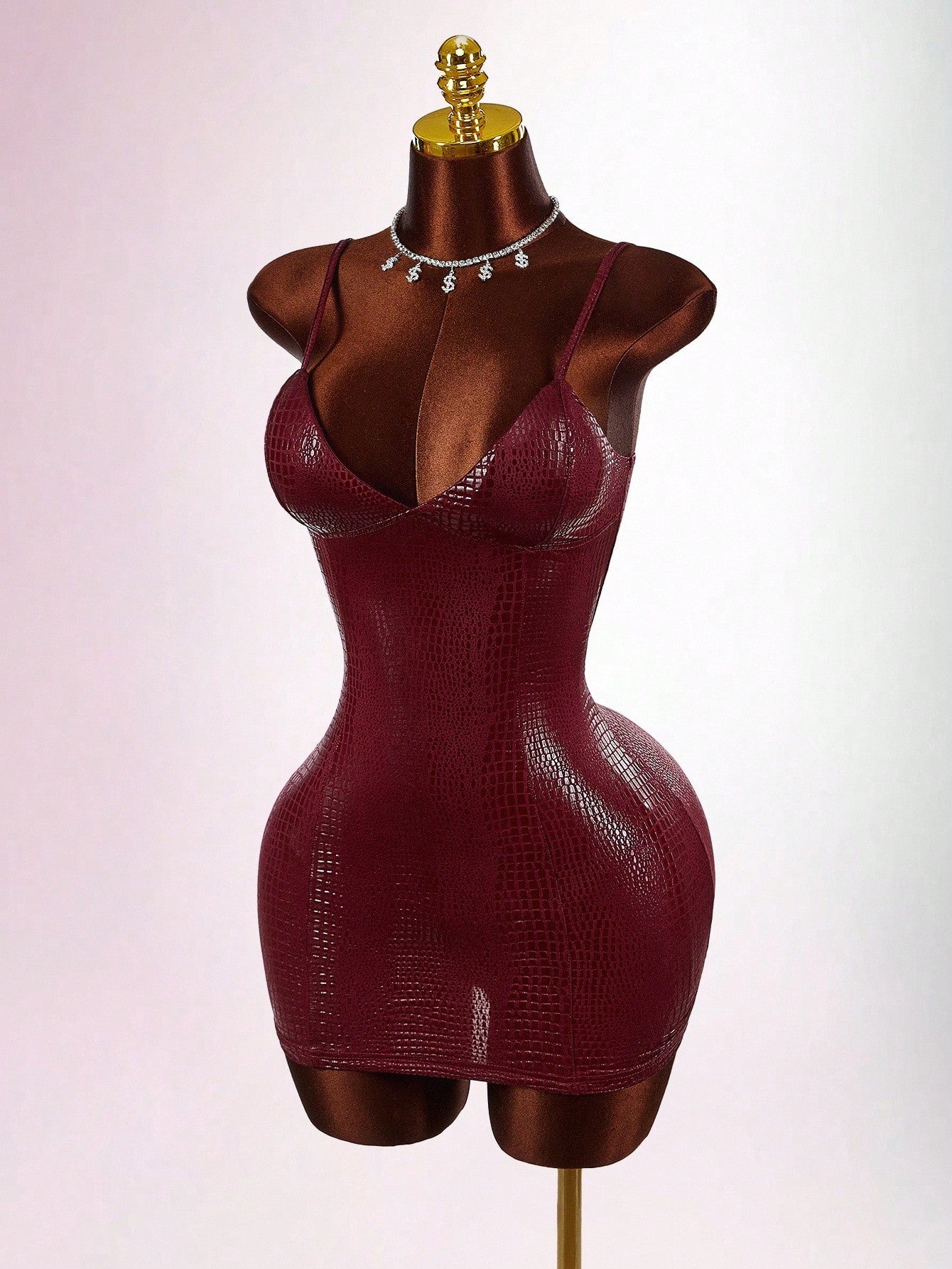 Amplova Y2K Sexy Red Casual Party Club Dress Wedding Guest For Women Burgundy Halloween Costumes Snake Skin Texture Glossy Coated Bustier Bodycon Mini Dresses