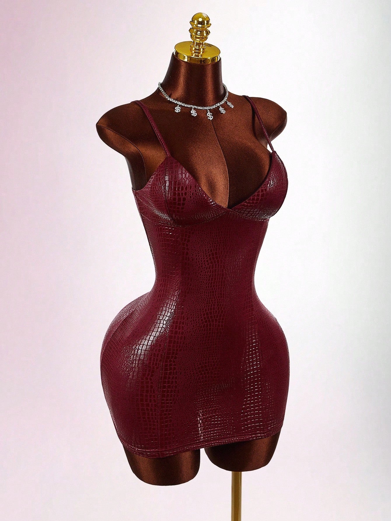 Amplova Y2K Sexy Red Casual Party Club Dress Wedding Guest For Women Burgundy Halloween Costumes Snake Skin Texture Glossy Coated Bustier Bodycon Mini Dresses