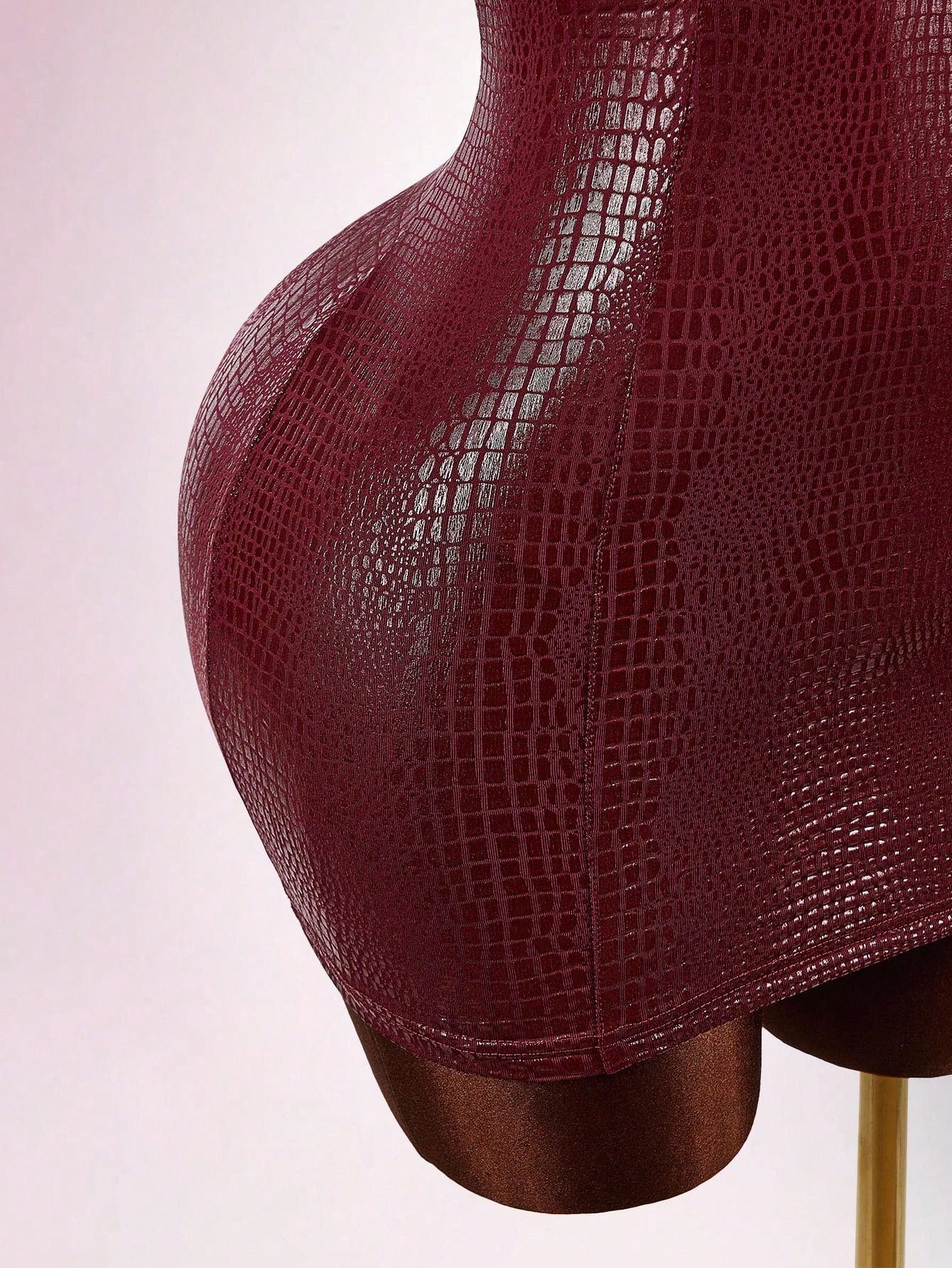 Amplova Y2K Sexy Red Casual Party Club Dress Wedding Guest For Women Burgundy Halloween Costumes Snake Skin Texture Glossy Coated Bustier Bodycon Mini Dresses