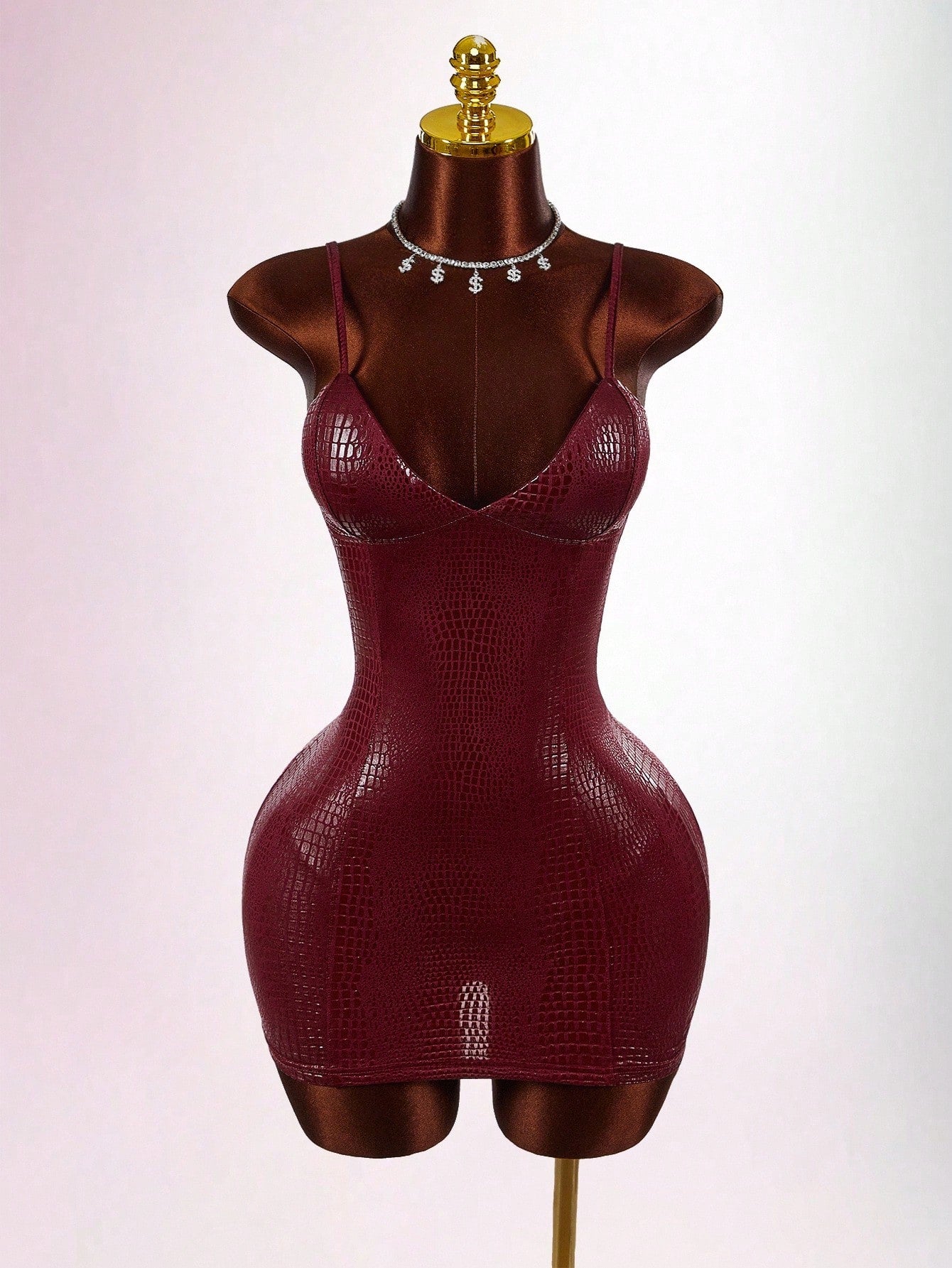 Amplova Y2K Sexy Red Casual Party Club Dress Wedding Guest For Women Burgundy Halloween Costumes Snake Skin Texture Glossy Coated Bustier Bodycon Mini Dresses