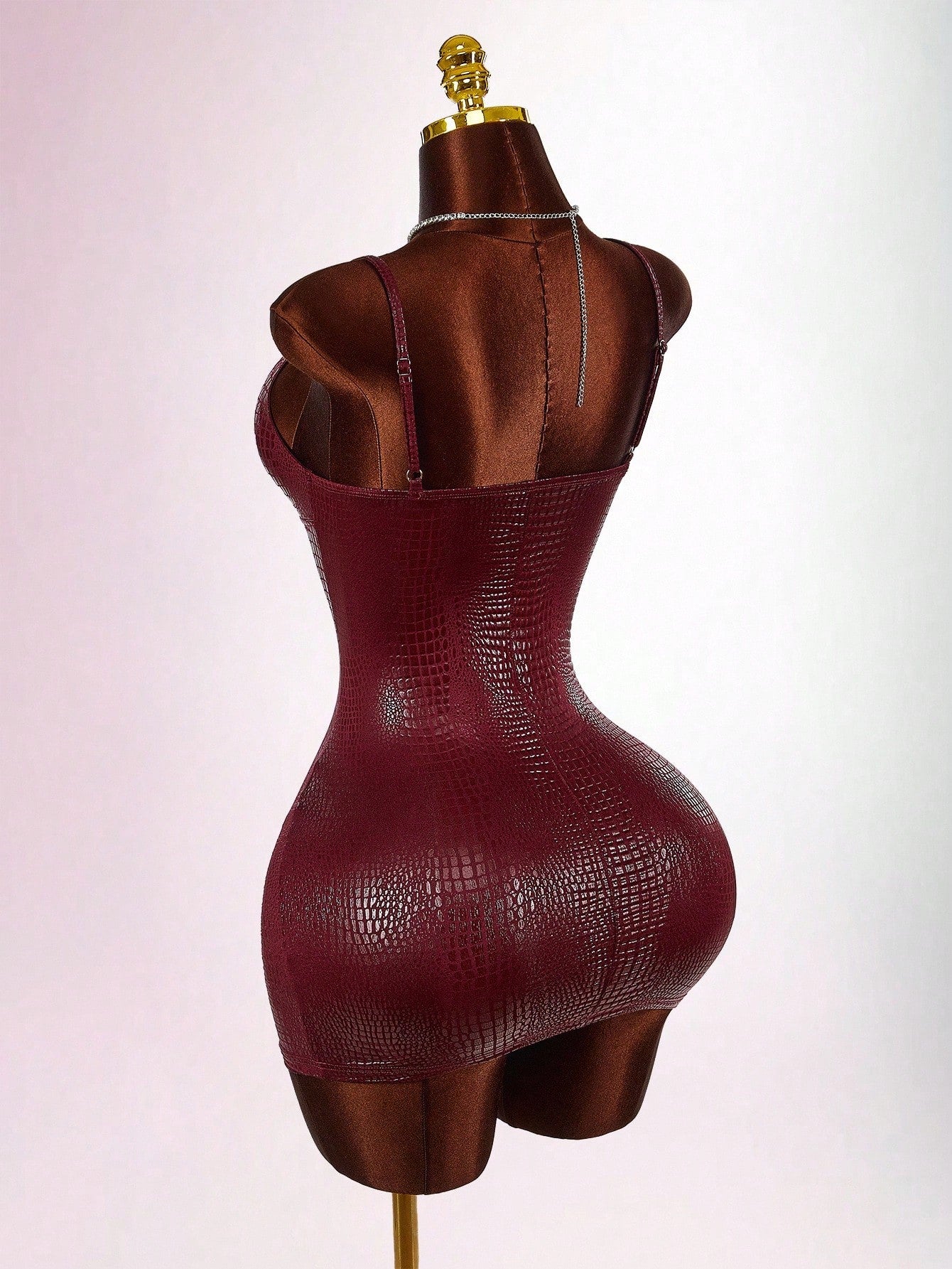 Amplova Y2K Sexy Red Casual Party Club Dress Wedding Guest For Women Burgundy Halloween Costumes Snake Skin Texture Glossy Coated Bustier Bodycon Mini Dresses
