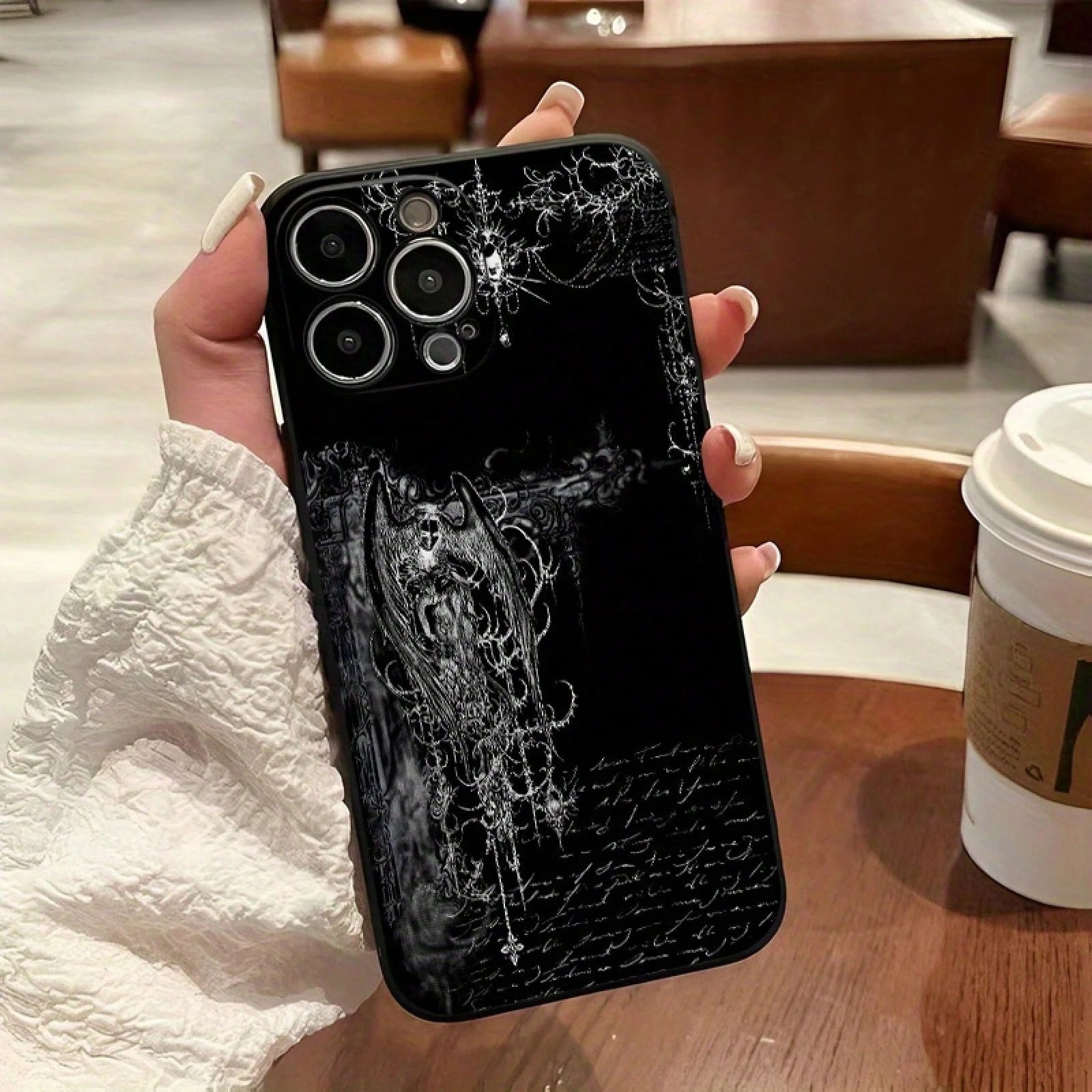 Angel Pattern Mobile Phone Case Decorated With Gothic Chandelier And Script Design Suitable For IPhone 16 15 14 13 12 11 Pro Plus Promax Models TPU Material Shockproof Protection It Is A Great Gift Fo