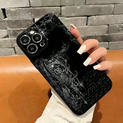 Angel Pattern Mobile Phone Case Decorated With Gothic Chandelier And Script Design Suitable For IPhone 16 15 14 13 12 11 Pro Plus Promax Models TPU Material Shockproof Protection It Is A Great Gift Fo