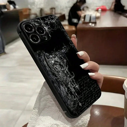 Angel Pattern Mobile Phone Case Decorated With Gothic Chandelier And Script Design Suitable For IPhone 16 15 14 13 12 11 Pro Plus Promax Models TPU Material Shockproof Protection It Is A Great Gift Fo
