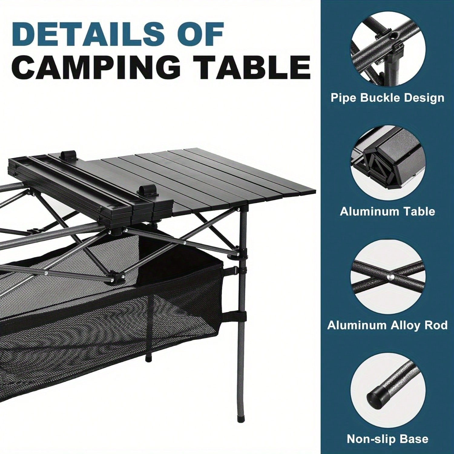 Aoran Outdoor Folding Portable Picnic And Camping Table, Aluminum Roll-Up Table With Easy-To-Carry Bags, Suitable For Indoor And Outdoor Use, Camping, Beaches, Backyards, Barbecues, Parties, Terraces