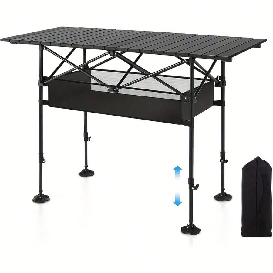 Aoran Outdoor Folding Portable Picnic And Camping Table, Aluminum Roll-Up Table With Easy-To-Carry Bags, Suitable For Indoor And Outdoor Use, Camping, Beaches, Backyards, Barbecues, Parties, Terraces