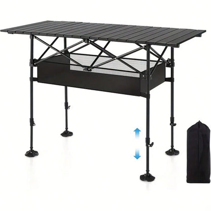 Aoran Outdoor Folding Portable Picnic And Camping Table, Aluminum Roll-Up Table With Easy-To-Carry Bags, Suitable For Indoor And Outdoor Use, Camping, Beaches, Backyards, Barbecues, Parties, Terraces