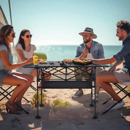 Aoran Outdoor Folding Portable Picnic And Camping Table, Aluminum Roll-Up Table With Easy-To-Carry Bags, Suitable For Indoor And Outdoor Use, Camping, Beaches, Backyards, Barbecues, Parties, Terraces