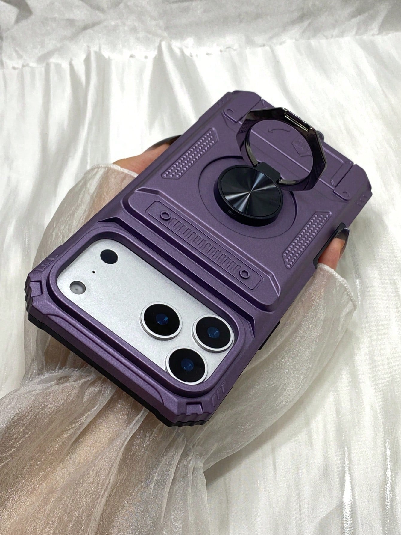 Armor Phone Case With 360° Rotating Stand, Hidden Card Holder, PC+TPU Impact-Resistant Design Cases For IPhone 17 Pro Max, For IPhone 11, 13, 14, 15, 16, Pro Max, Plus, 16e, 17, Air, For Galaxy A14 A1