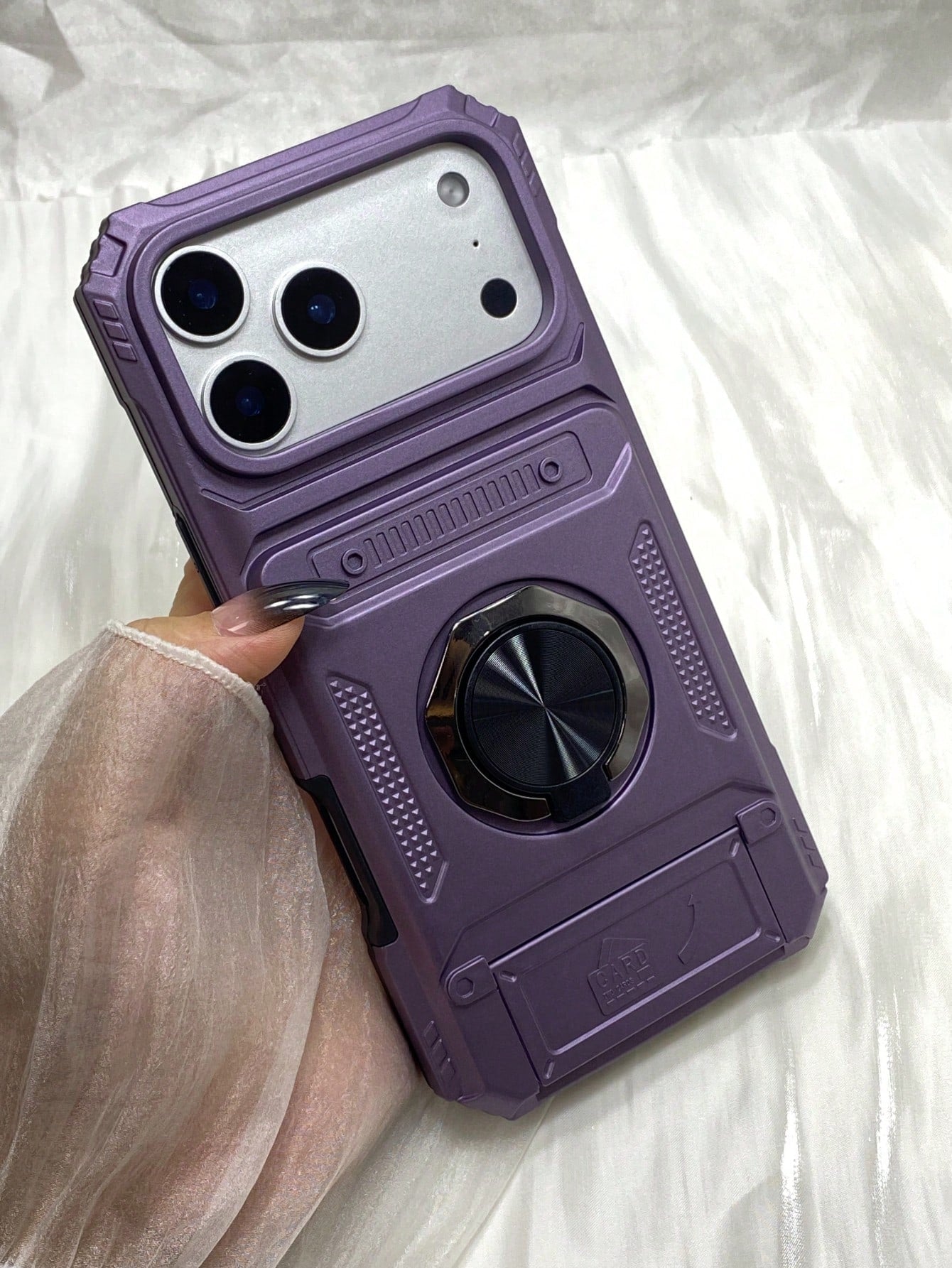 Armor Phone Case With 360° Rotating Stand, Hidden Card Holder, PC+TPU Impact-Resistant Design Cases For IPhone 17 Pro Max, For IPhone 11, 13, 14, 15, 16, Pro Max, Plus, 16e, 17, Air, For Galaxy A14 A1