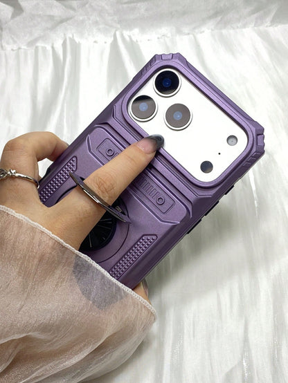 Armor Phone Case With 360° Rotating Stand, Hidden Card Holder, PC+TPU Impact-Resistant Design Cases For IPhone 17 Pro Max, For IPhone 11, 13, 14, 15, 16, Pro Max, Plus, 16e, 17, Air, For Galaxy A14 A1