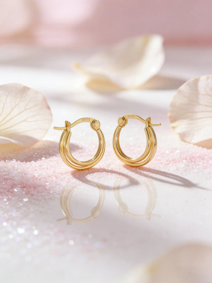 Artepollo 1pc 925 Sterling Silver Hypoallergenic Double Line Hoop Earrings, Gift Box Packaging, Minimalist & Cute, Suitable For Daily Wear Or Festivals, Gift For Girls, Friends, Back To School