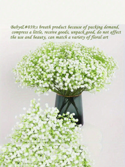Artificial Baby's Breath Flowers, White Baby's Breath, White Fake Flowers, Bulk Fake Baby's Breath Flower Bouquet, Suitable For Home Decor, Tabletop Decor, DIY Flower Arrangement, Wedding And Holiday