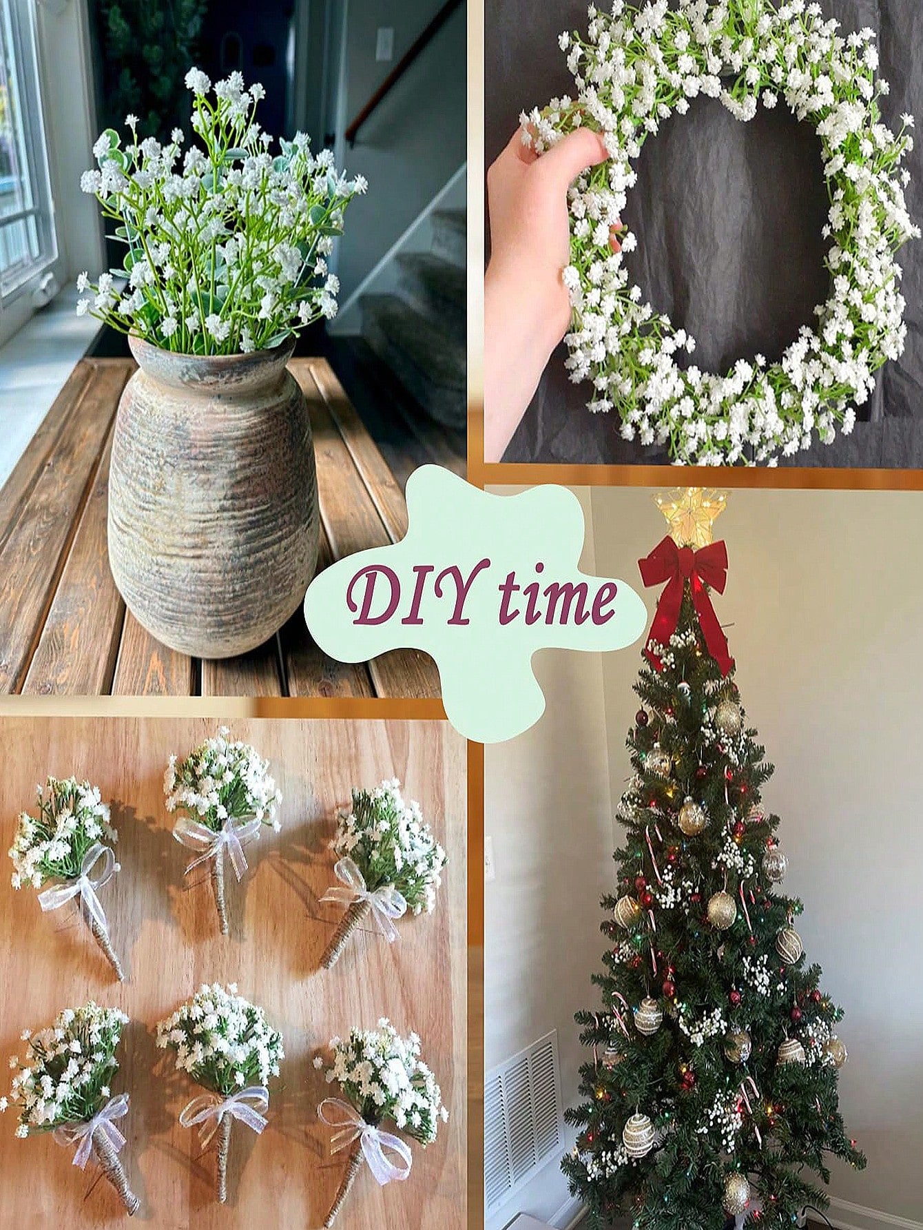 Artificial Baby's Breath Flowers, White Baby's Breath, White Fake Flowers, Bulk Fake Baby's Breath Flower Bouquet, Suitable For Home Decor, Tabletop Decor, DIY Flower Arrangement, Wedding And Holiday