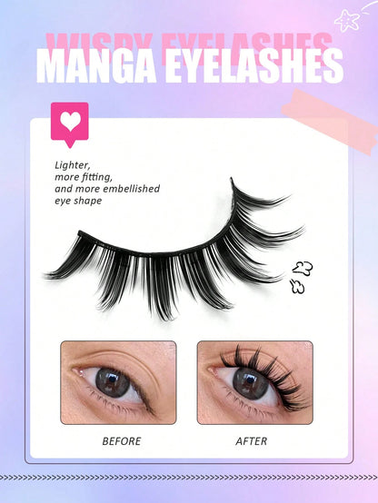 Asiteo 5 Pairs Spiked Cartoon Style False Eyelashes, Thick & Exaggerated, Create Doll Eye Effect, Anime Style, Reusable, Suitable For Beginners, Doll Eye Shape, Applicable For Cosplay, Party, Hallowee