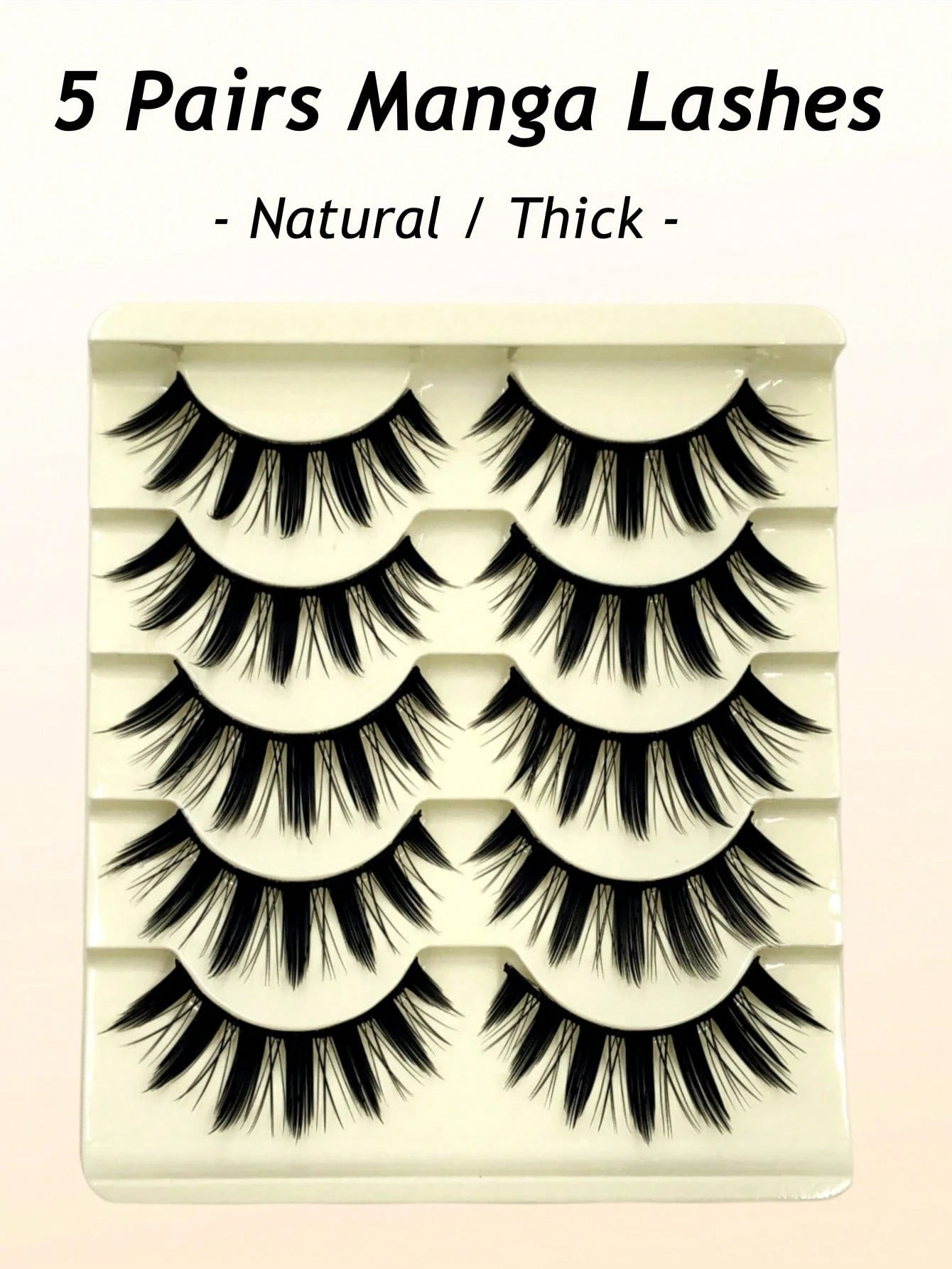 Asiteo 5 Pairs Spiked Cartoon Style False Eyelashes, Thick & Exaggerated, Create Doll Eye Effect, Anime Style, Reusable, Suitable For Beginners, Doll Eye Shape, Applicable For Cosplay, Party, Hallowee