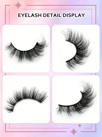 Asiteo 7 Pairs Super Soft Cat Eye Shaped Lashes, Thick Curled Elongated Lashes, 6D Fluffy Curled Natural Long Faux Mink False Eyelashes