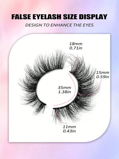 Asiteo 7 Pairs Super Soft Cat Eye Shaped Lashes, Thick Curled Elongated Lashes, 6D Fluffy Curled Natural Long Faux Mink False Eyelashes