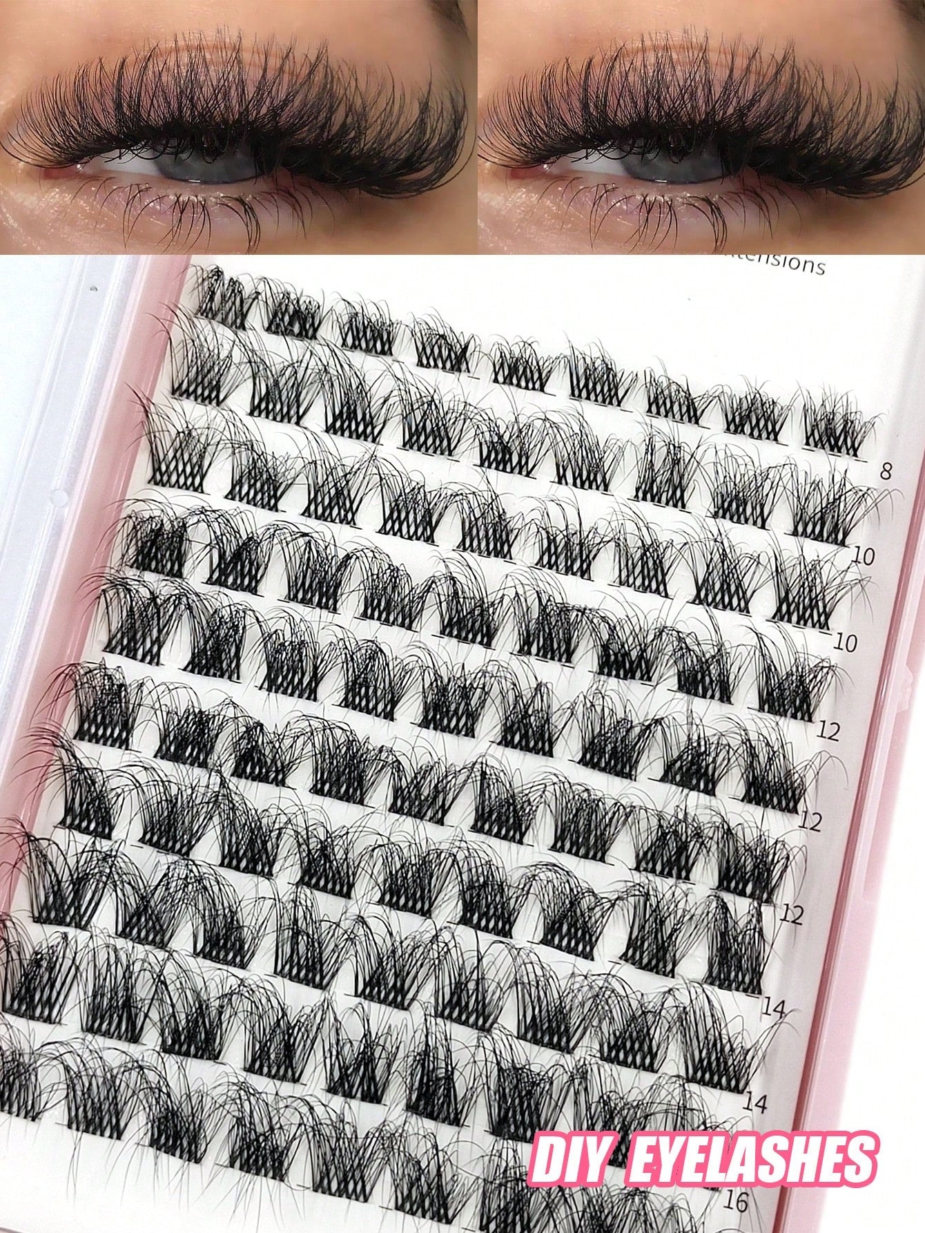 Asiteo 90pcs D-Curl Fluffy & Thick Segmented False Eyelashes, Natural Look Daily Makeup Fake Lashes, Eyelash Clusters, Individual False Eyelashes