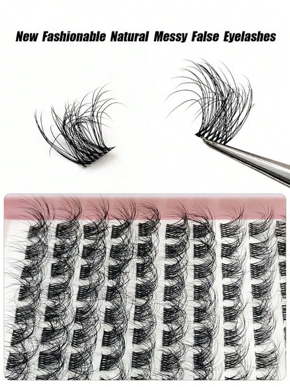 Asiteo 90pcs D-Curl Fluffy & Thick Segmented False Eyelashes, Natural Look Daily Makeup Fake Lashes, Eyelash Clusters, Individual False Eyelashes