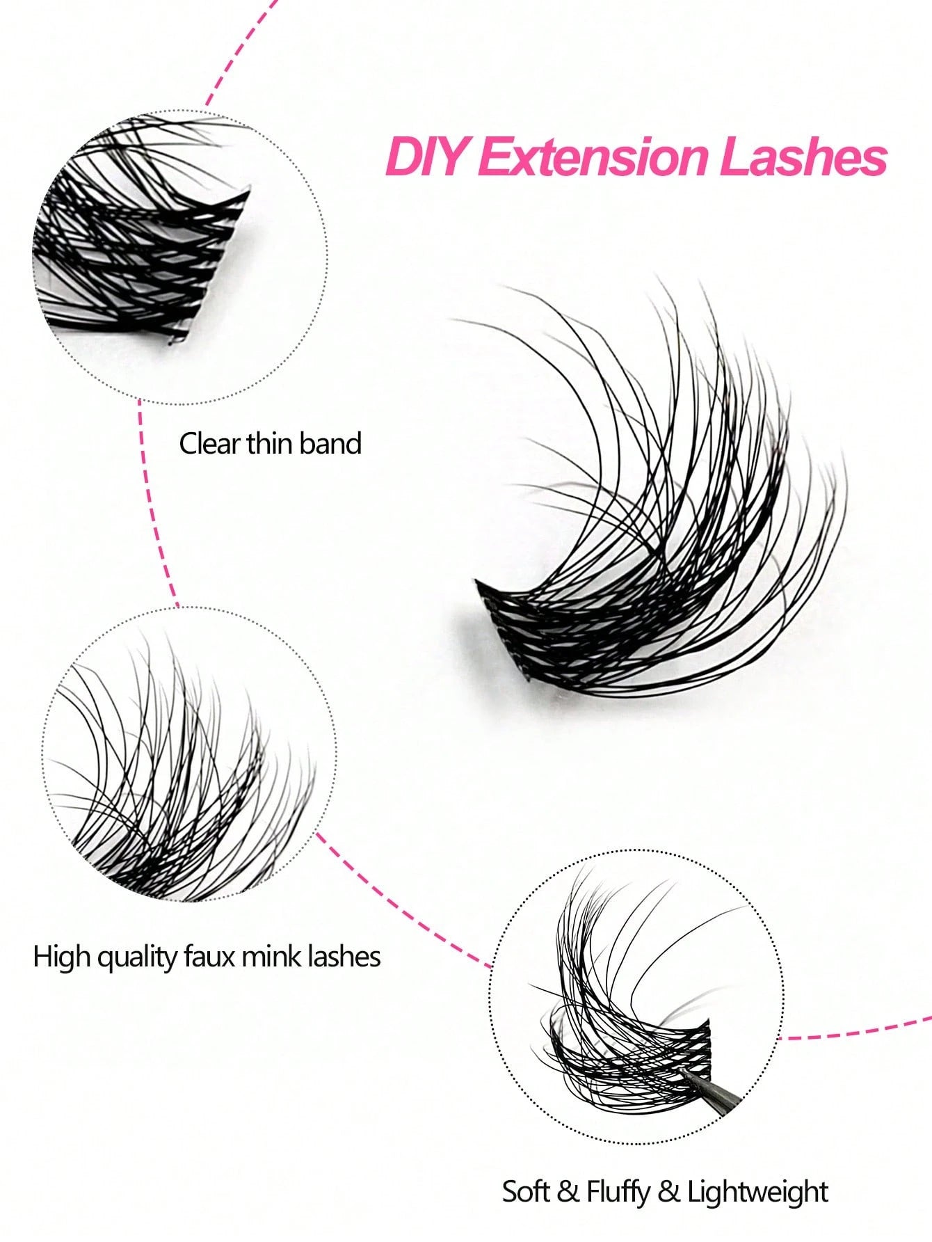 Asiteo 90pcs D-Curl Fluffy & Thick Segmented False Eyelashes, Natural Look Daily Makeup Fake Lashes, Eyelash Clusters, Individual False Eyelashes