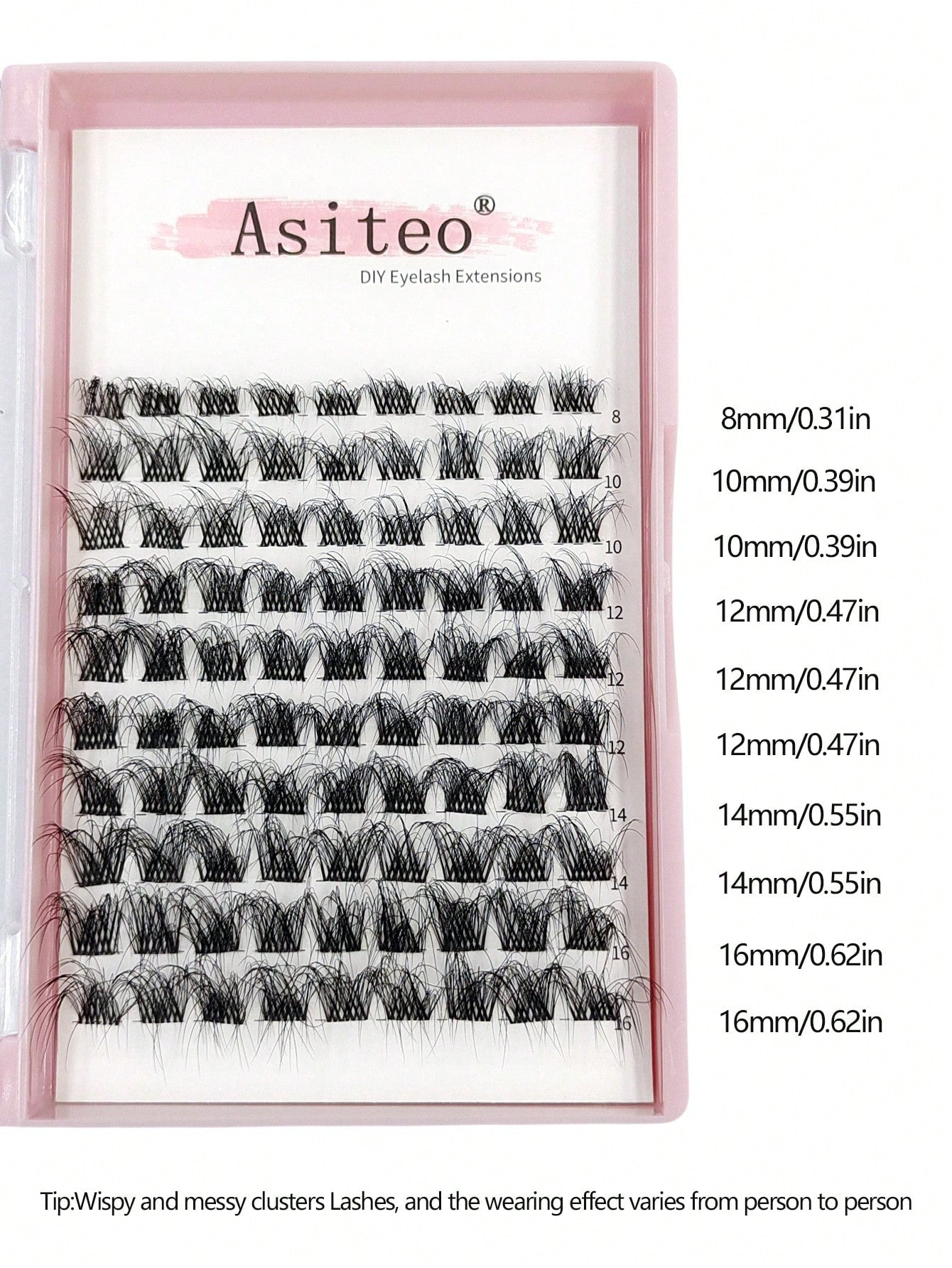 Asiteo 90pcs D-Curl Fluffy & Thick Segmented False Eyelashes, Natural Look Daily Makeup Fake Lashes, Eyelash Clusters, Individual False Eyelashes