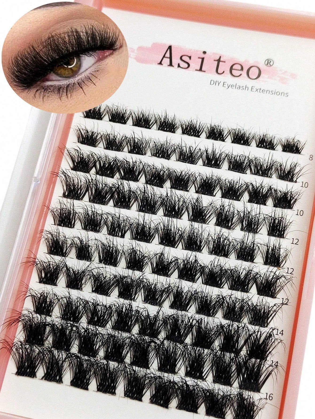 Asiteo 90pcs D-Curl Fluffy & Thick Segmented False Eyelashes, Natural Look Daily Makeup Fake Lashes, Eyelash Clusters, Individual False Eyelashes