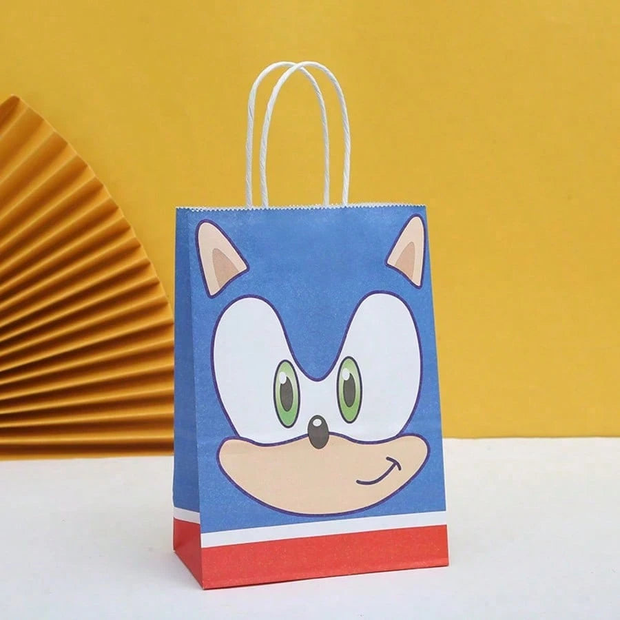 asmodee 12pcs- Hedgehog Sonic Kraft Paper Party Birthday Gift Bags, Cartoon Paper Bags For Party Favors, Halloween, Christmas, Back To School Gift Packaging (Random Style)