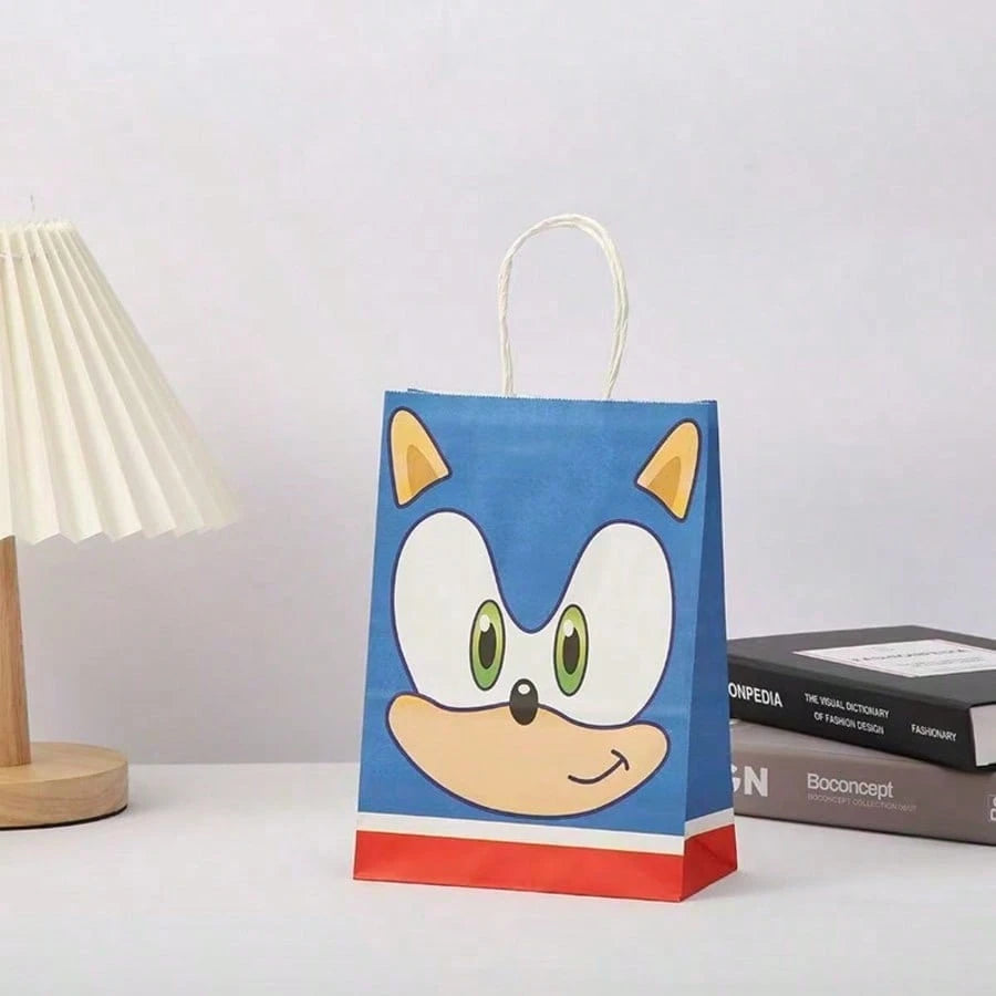 asmodee 12pcs- Hedgehog Sonic Kraft Paper Party Birthday Gift Bags, Cartoon Paper Bags For Party Favors, Halloween, Christmas, Back To School Gift Packaging (Random Style)