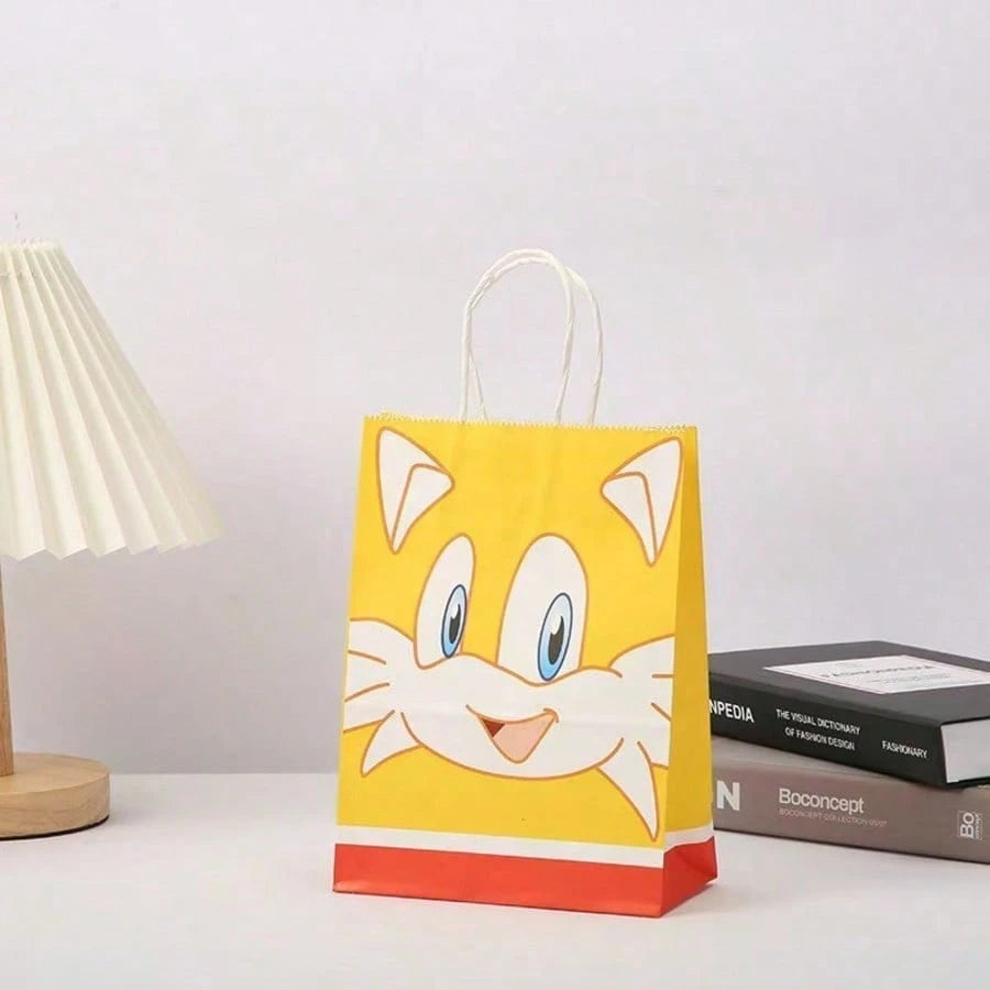 asmodee 12pcs- Hedgehog Sonic Kraft Paper Party Birthday Gift Bags, Cartoon Paper Bags For Party Favors, Halloween, Christmas, Back To School Gift Packaging (Random Style)
