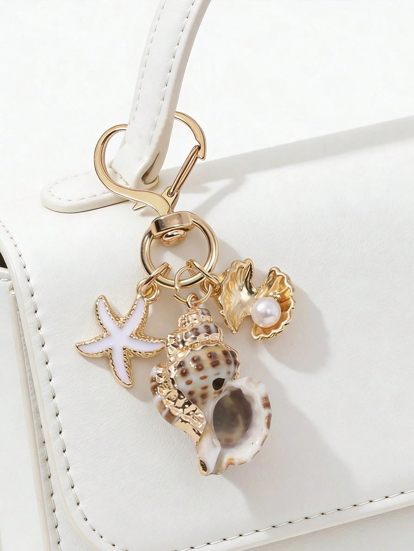 Asymmetrical Shell, Starfish, Conch And Starfish Packaging Ornament, Heart-Shaped Buckle Design, Wallet Pendant Decoration, Bridesmaid Gift, Summer Accessory, Beach Vacation Pendant Decoration, Starfi