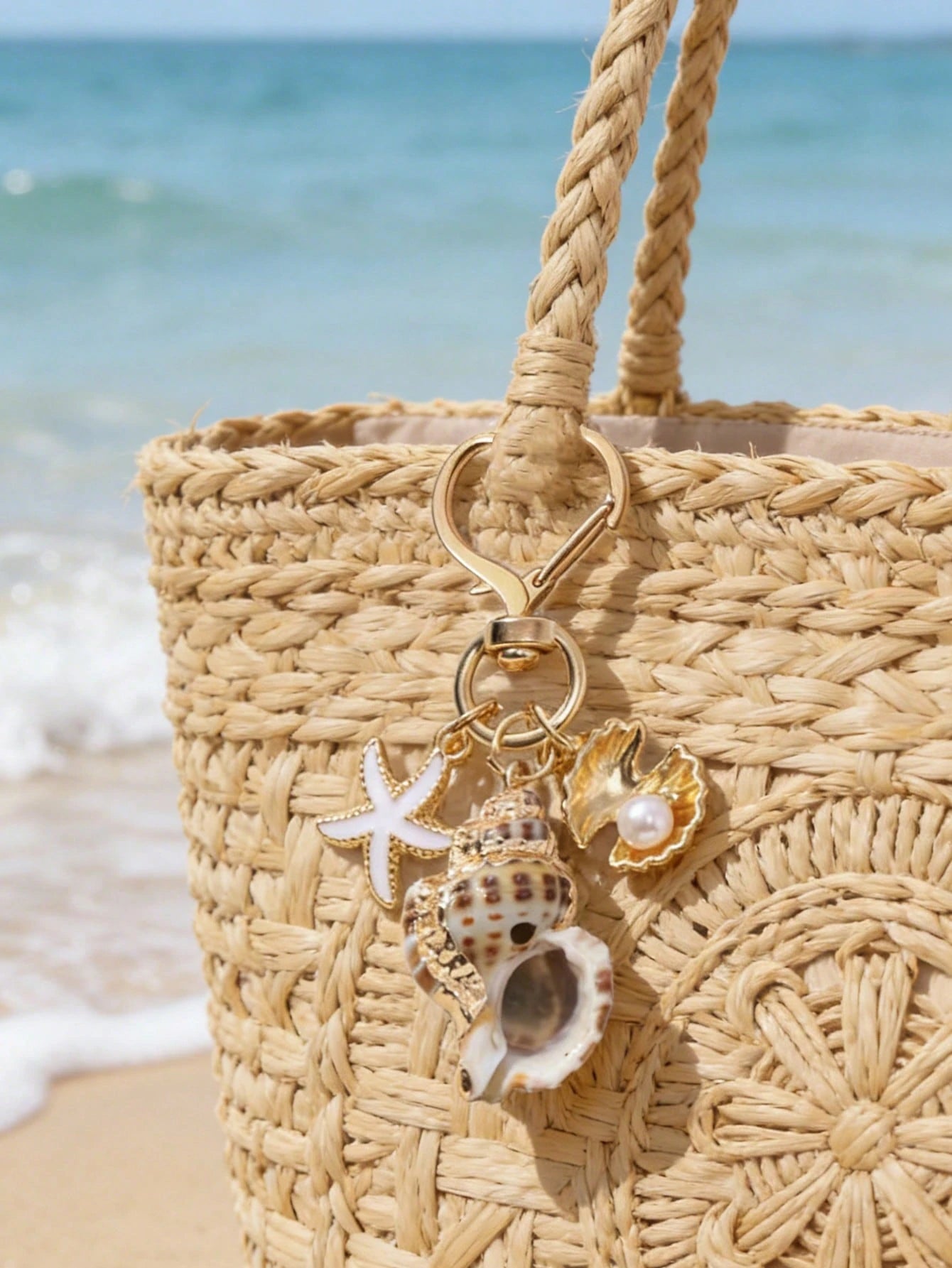 Asymmetrical Shell, Starfish, Conch And Starfish Packaging Ornament, Heart-Shaped Buckle Design, Wallet Pendant Decoration, Bridesmaid Gift, Summer Accessory, Beach Vacation Pendant Decoration, Starfi