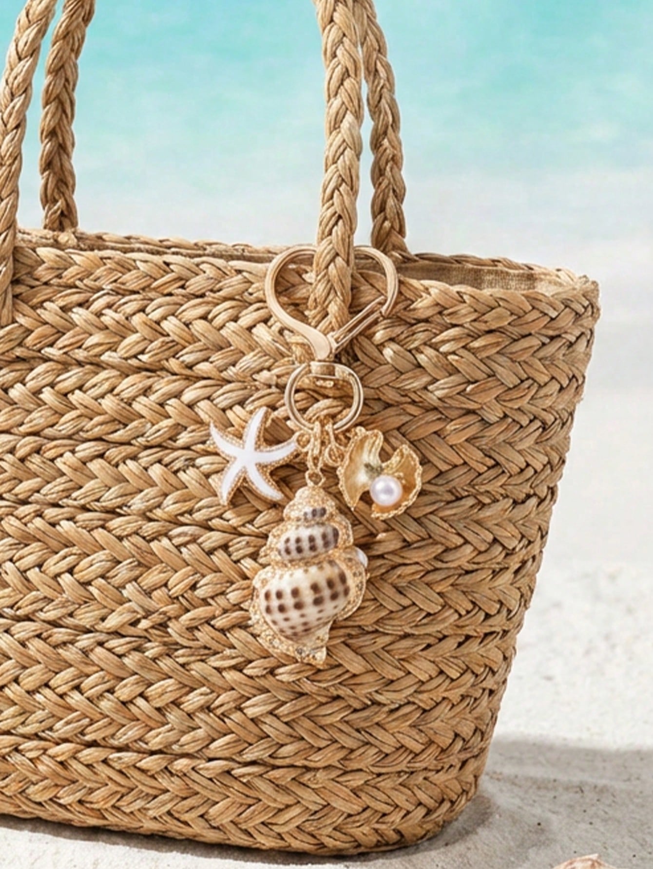 Asymmetrical Shell, Starfish, Conch And Starfish Packaging Ornament, Heart-Shaped Buckle Design, Wallet Pendant Decoration, Bridesmaid Gift, Summer Accessory, Beach Vacation Pendant Decoration, Starfi