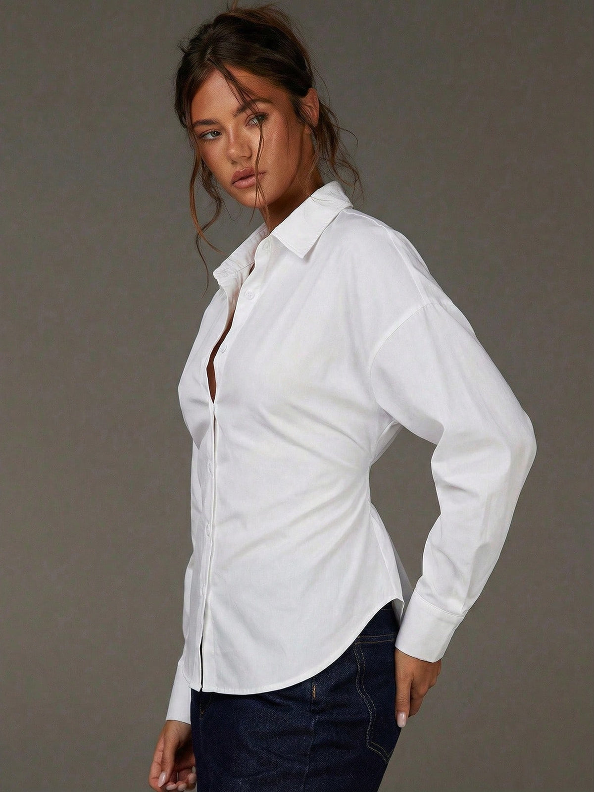 Athîral Women's Versatile Commuter White Tie Waist Shirt,Casual Blouses For Women, Tie Up Shirt