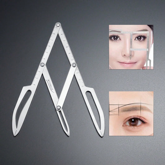ATOMUS 1pc Stainless Steel Micro-Textured Eyebrow Balance Positioning Equidistant Triangle Eyebrow Shape Positioning Ruler Golden Ratio Caliper Makeup Tool