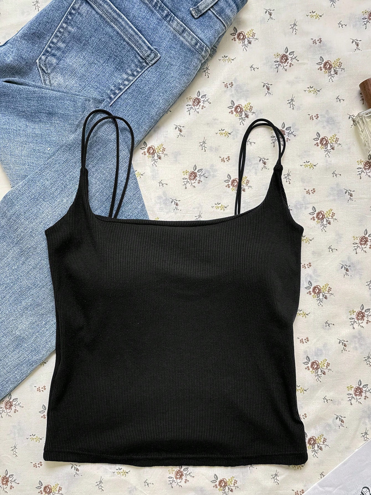 Attitoon Summer Casual Versatile Solid Color Camisole With Padded Bra Cami Tops Summer Tops Ribbed Tank Tops