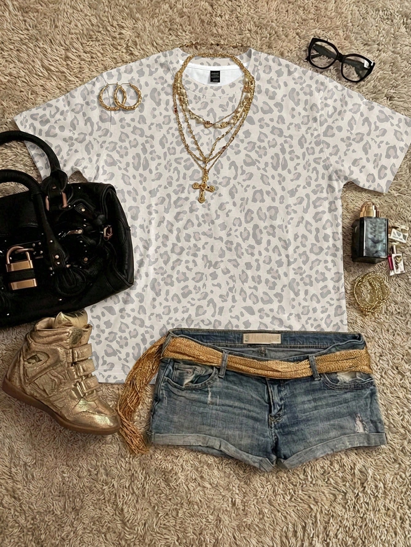 Attitoon Women's 95% Cotton Oversized Short Sleeve T-Shirt, Leopard Print Tees,Summer Casual Streetwear City Break Festival Beach