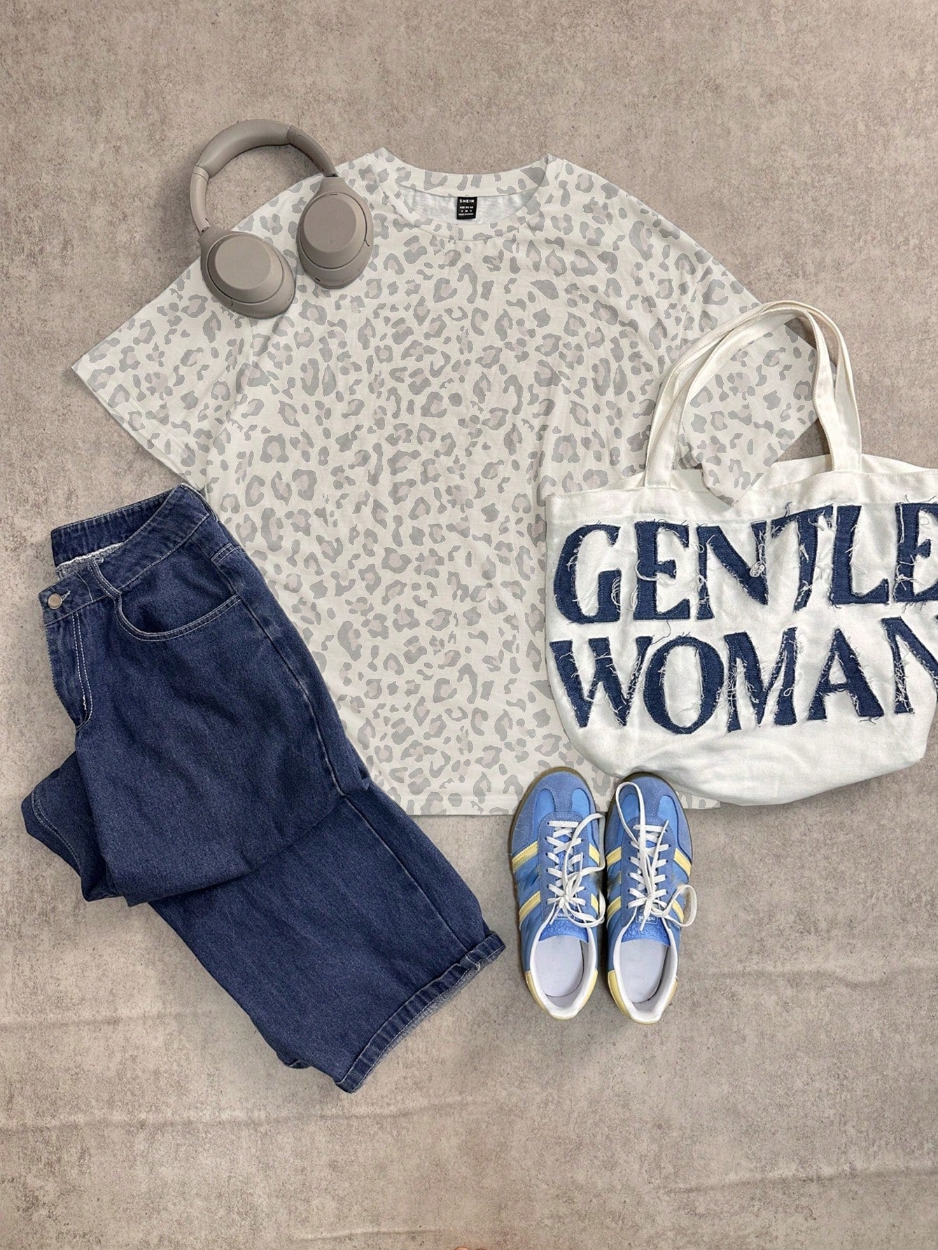 Attitoon Women's 95% Cotton Oversized Short Sleeve T-Shirt, Leopard Print Tees,Summer Casual Streetwear City Break Festival Beach