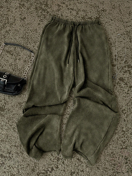 Attitoon Women's Casual Low-Waist Straight Leg Sweatpants, Suitable For Summer, Washed Effect
