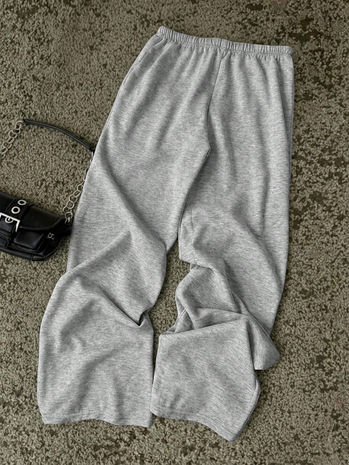 Attitoon Women's Grey Winter Goth Date Sweatpants,Black Cross Floral Print Y2K Punk Casual Vintage Front Tie Loose Wide Leg Comfortable Warm Trousers