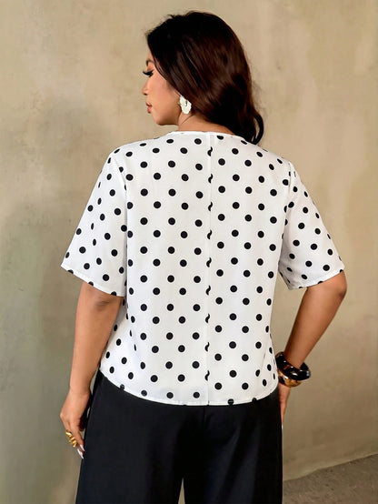 Auralis Plus-Size Women's Black Short-Sleeved Blouse, Summer Short-Sleeved Blouse, Women's Business Casual Blouse, Fashion New Summer Blouse,Cute Tops Going Out Tops Women Old Money Style Women Going