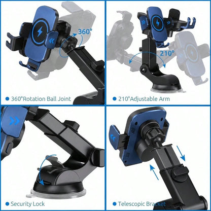 Auto Clamping Fast Charging Car Phone Holder, Wireless Charger Mount